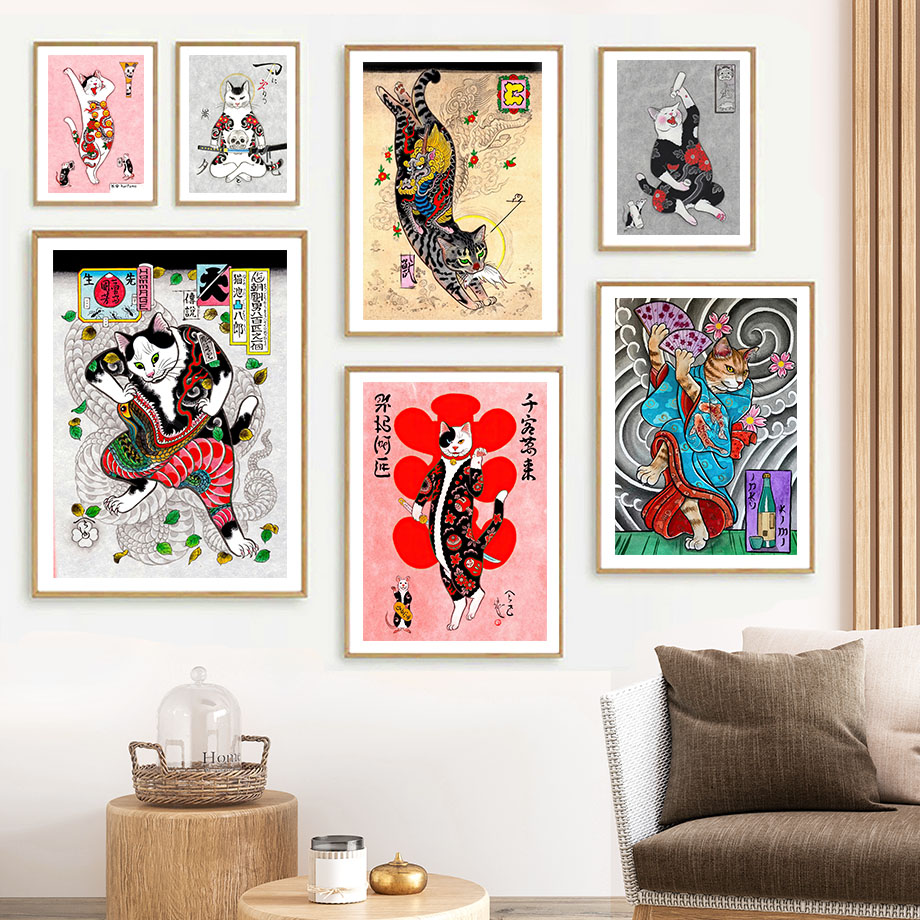 Japanese Samurai Cat Wall Art  - огляд і ціна Japanese Traditional Lifestyle