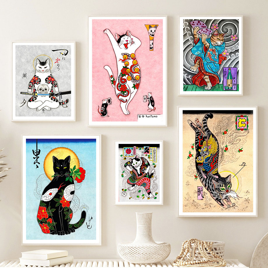 Japanese Samurai Cat Wall Art  - огляд і ціна Japanese Traditional Lifestyle